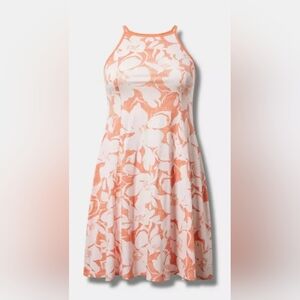 Torrid Womens Goddess Trapeze Mini Dress Size 1X, 14 - Peach, White Floral